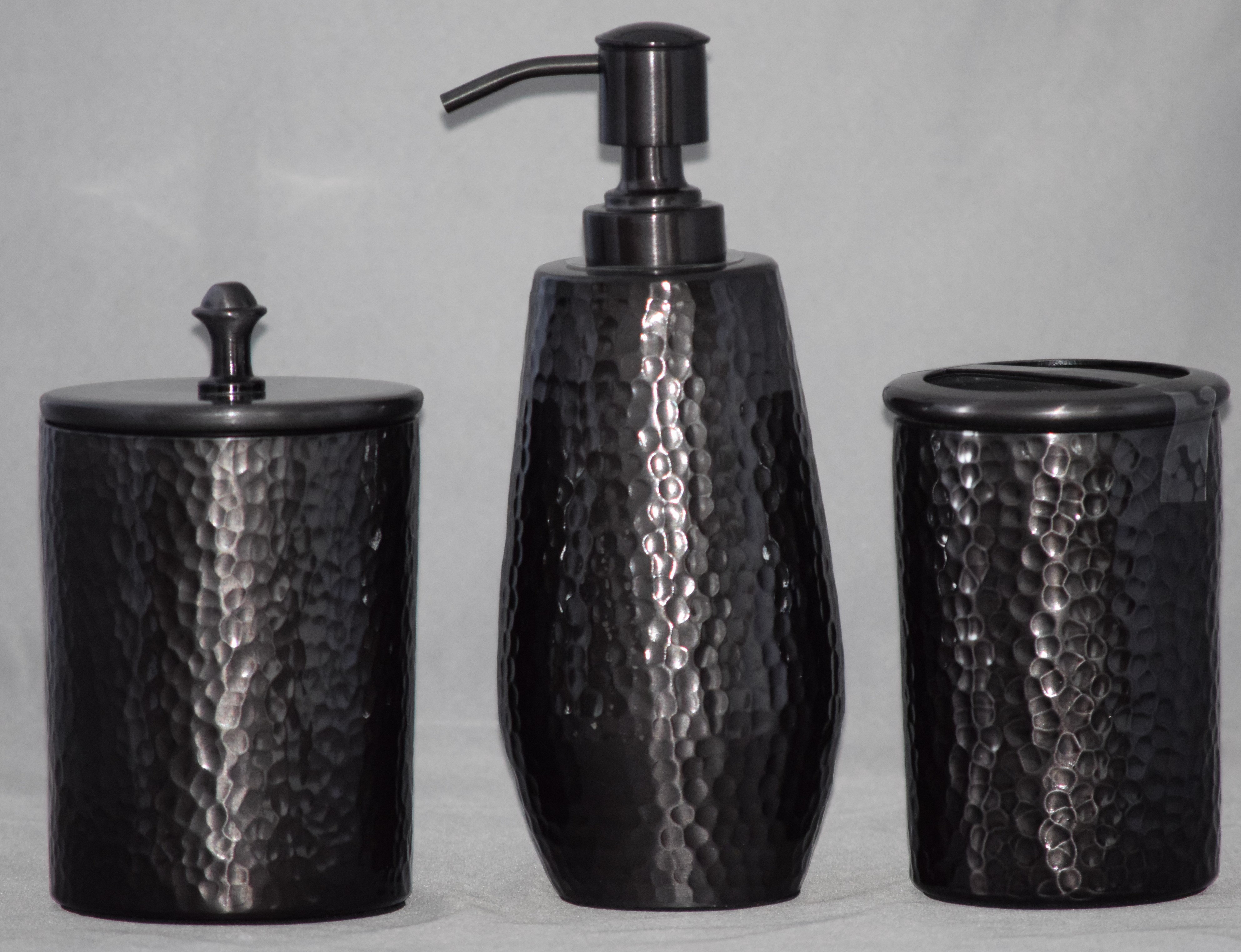 Charlton Home Guertin Modern Hammered 3 Piece Bathroom Accessory Set Reviews Wayfair