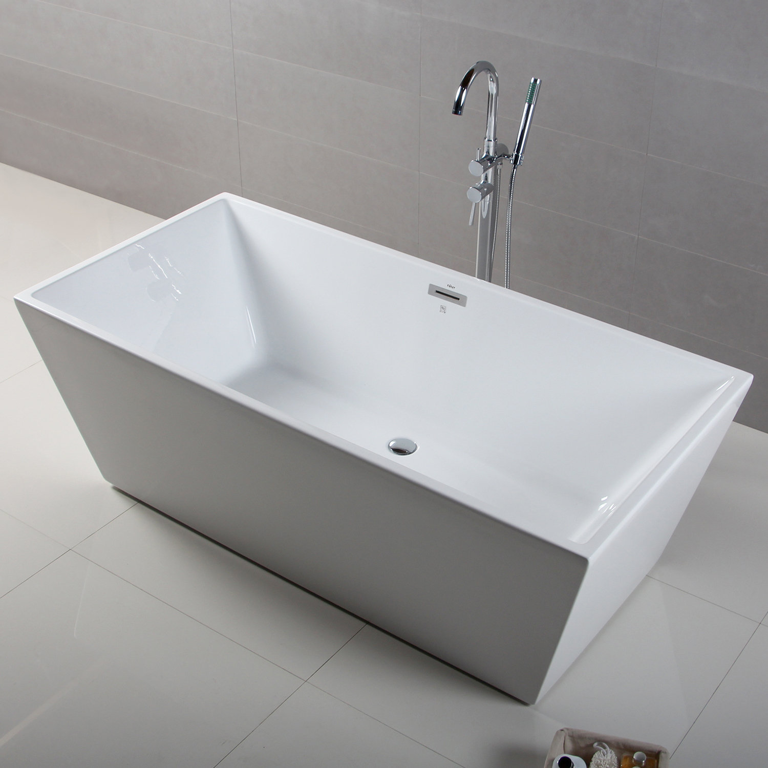 Ferdy Palawan 59 Acrylic Freestanding Bathtub Rectangle Contemporary Design Freestanding Soaking Bathtub Glossy White Cupc Certified Chrome Drain And Classic Slotted Overflow Included Wayfair