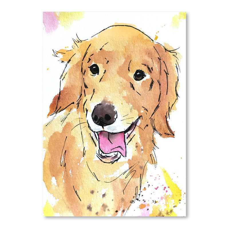 East Urban Home Izzie The Golden Retriever By Allison Gray Painting Print Wayfair