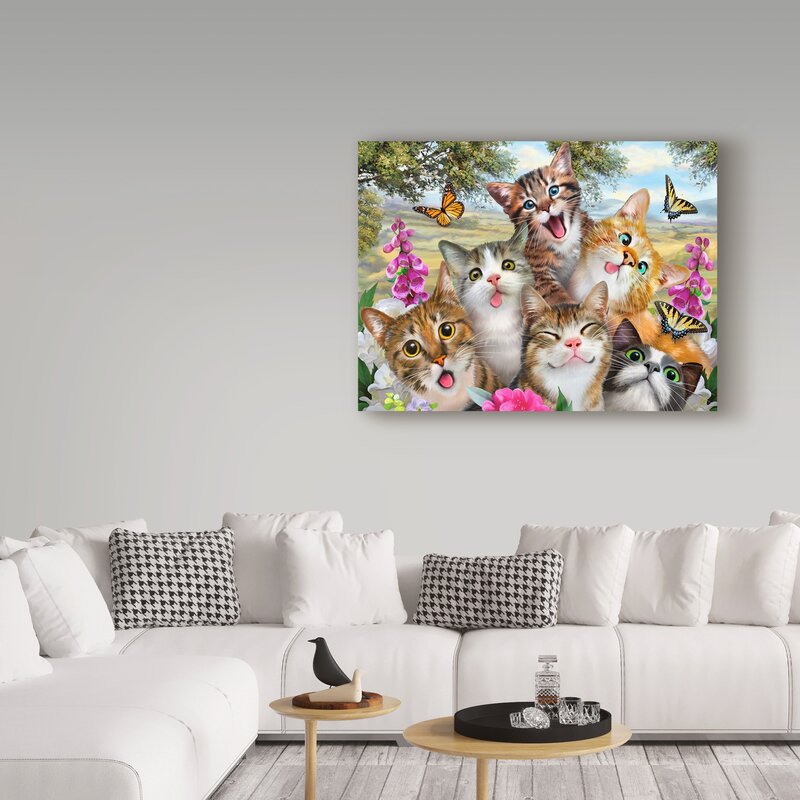 Cat Wall Art - 'Goofy Kittens' Graphic Art Print on Wrapped Canvas