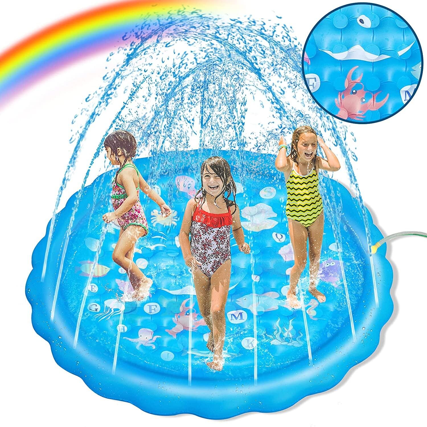 68" Sprinkle Splash Water Play Mat Children Outdoor Inflatable Sprinkler Mat Toy