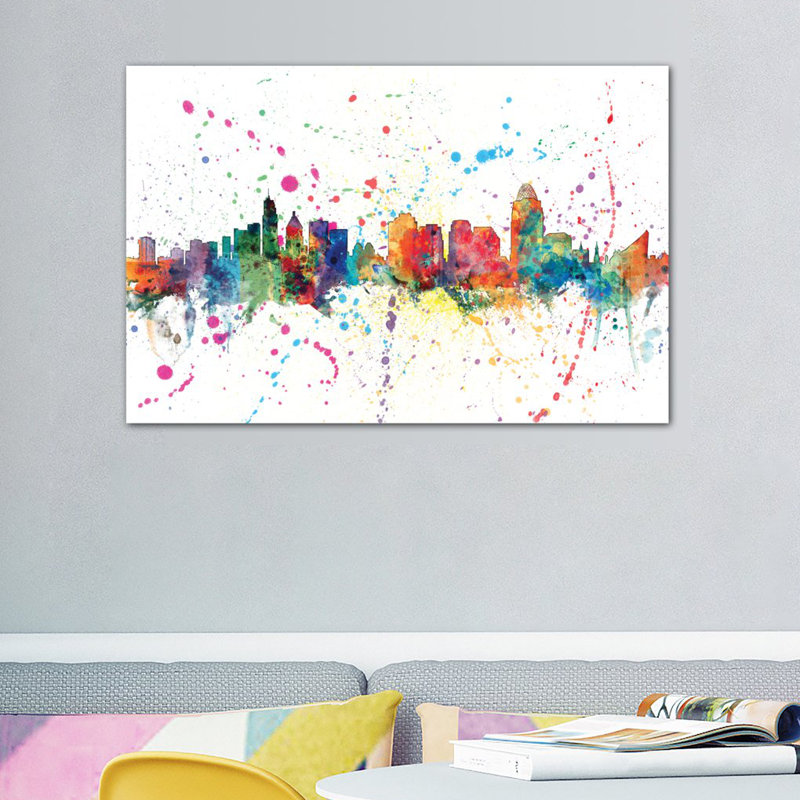 East Urban Home Rainbow Splash Skyline Series Cincinnati Ohio