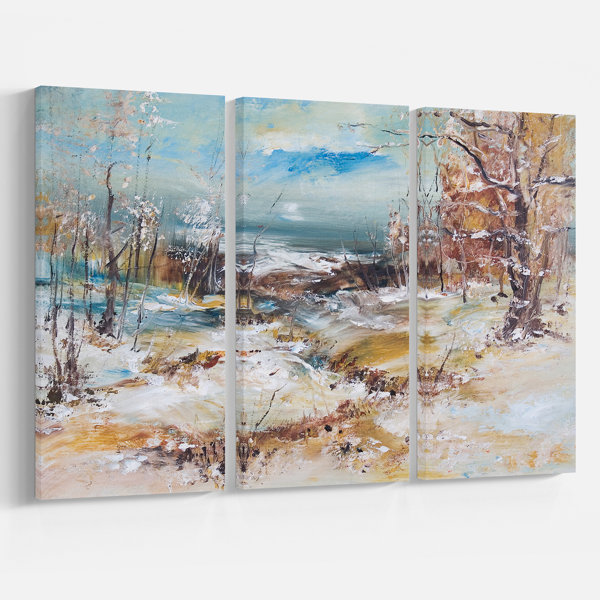 East Urban Home Snowy Trees In Winter Season Oil Painting Print