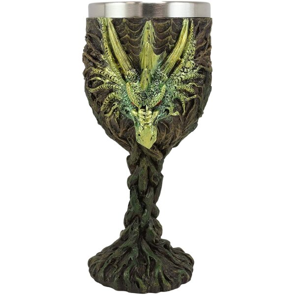 Dryad Tree Ent Roots Greenman Earth Dragon 5oz Wine Goblet Chalice Cup Figurine 