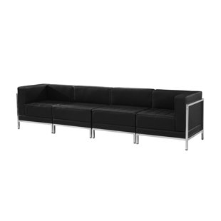 Peyton Leather Sectional by Orren Ellis