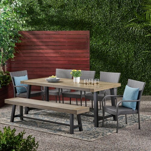 Longshore Tides Breccan Patio Furniture On Clearance 7 Piece Rattan Sectional Seating Group With Cushions Reviews Wayfair