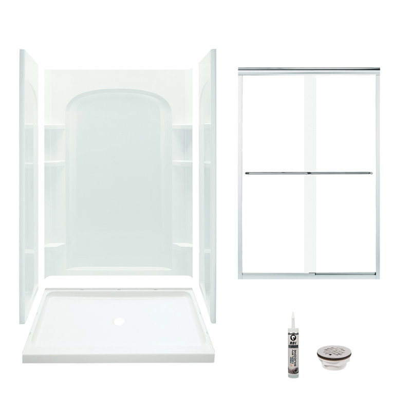 Sterling By Kohler 48 W X 75 75 H Frameless Rectangle Sliding Shower Kit With Towel Bar And Base Included Wayfair