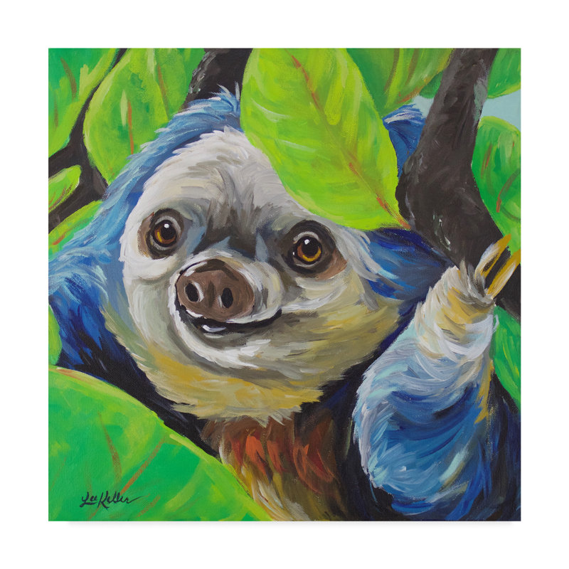 World Menagerie Sloth Speedy Acrylic Painting Print On Wrapped Canvas Wayfair