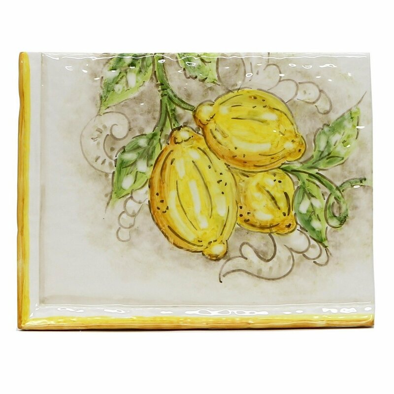 Artistica Deruta Of Italy Ceramic Backsplash Modular Hand Painted Tuscan Lemon Design Decorative Mural Tile In Yellow Wayfair