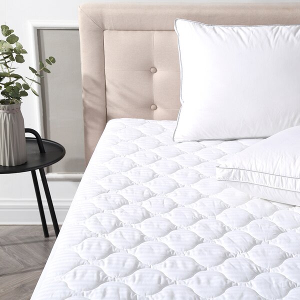 Queen White SERTA Power Clean Quilted Soft Waterproof Mattress Pad Protector with 15 Deep Pocket 