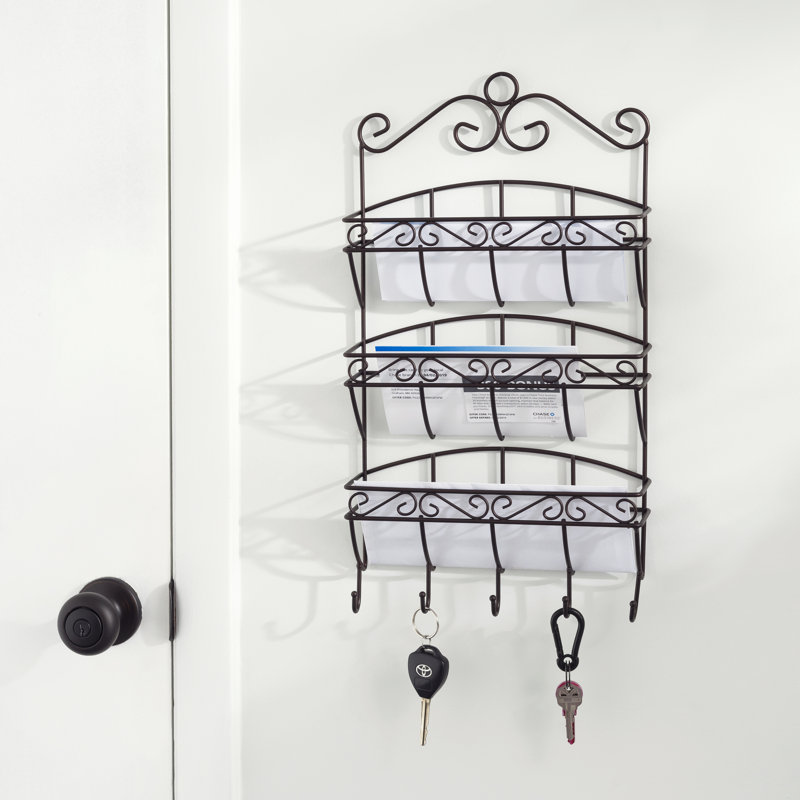 August Grove Izidora Scroll 3 Tier Steel Letter Rack Wall Key