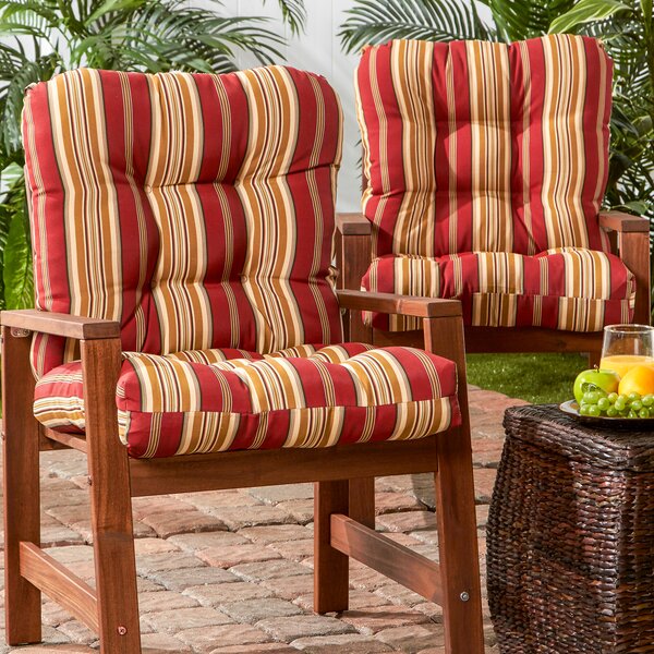 Greendale Home Fashions Set of 2 Outdoor 42x21-inch Seat/Back Chair Cushion Canopy Stripe Gray 