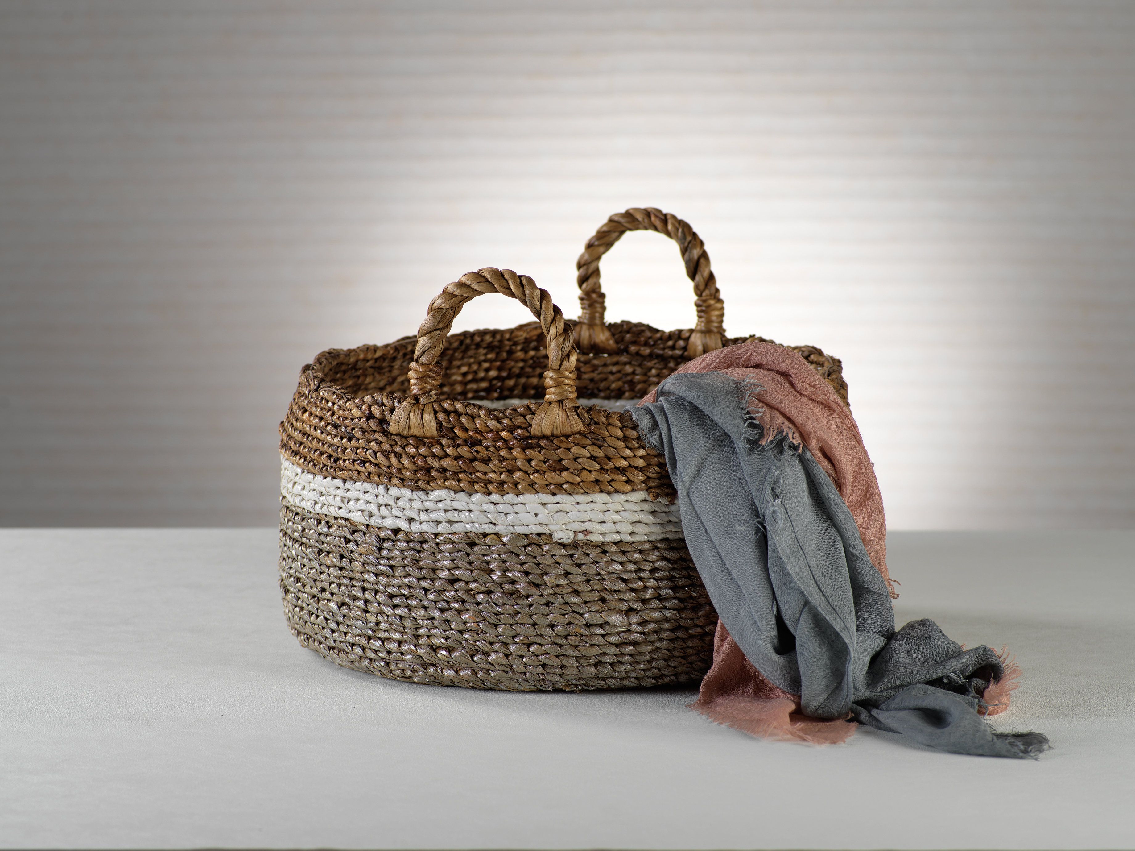 Seagrass Bag Double Weaved Leaher Knobs Fireplaces Accessories
