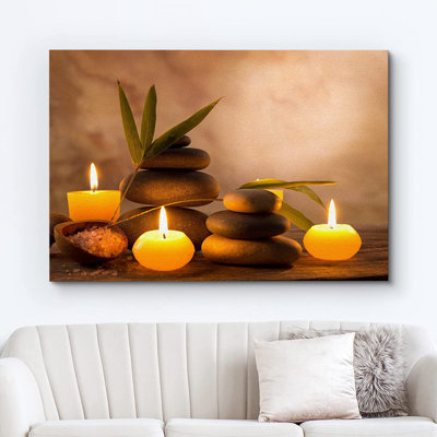 Zen Stones Relax and Calm Massage Laundry Room Bathroom Decor Large Canvas Wall Pictures Art Print