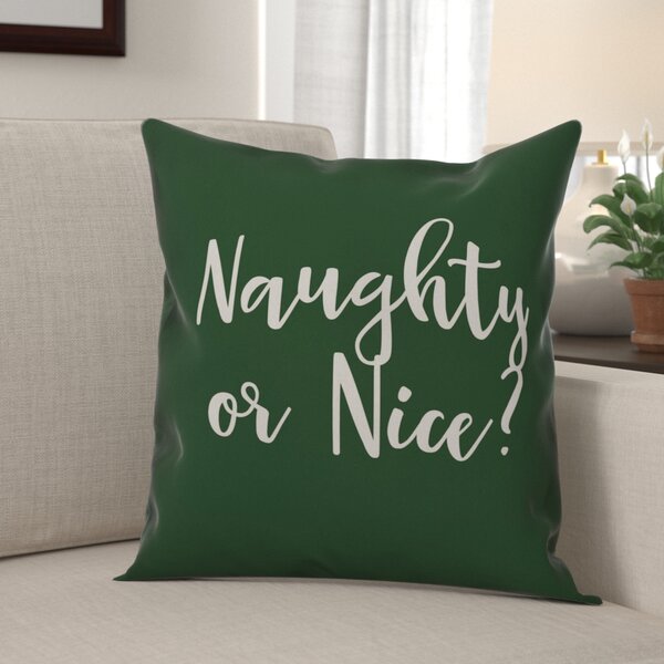 Multicolor Funny Naughty Christmas Graphic & More On Naughty List and Regret Nothing Fun Christmas Graphic Throw Pillow 18x18