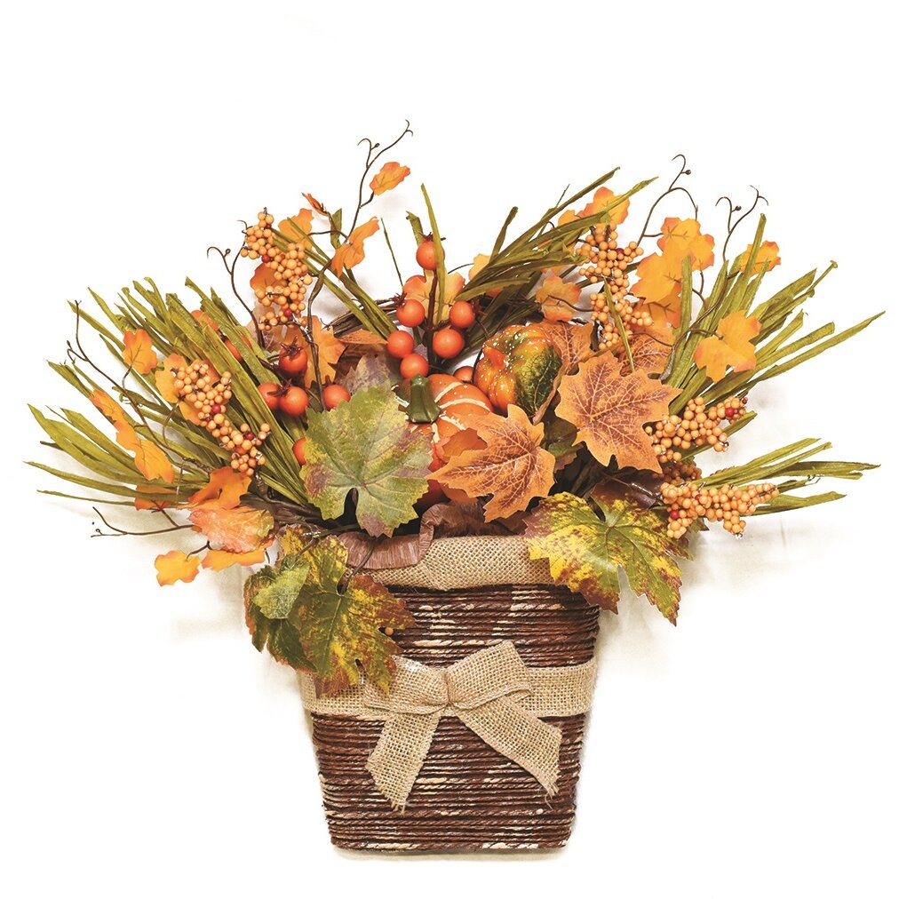Northlight Autumn Harvest Artificial Mixed Floral Arrangement In Basket Reviews Wayfair