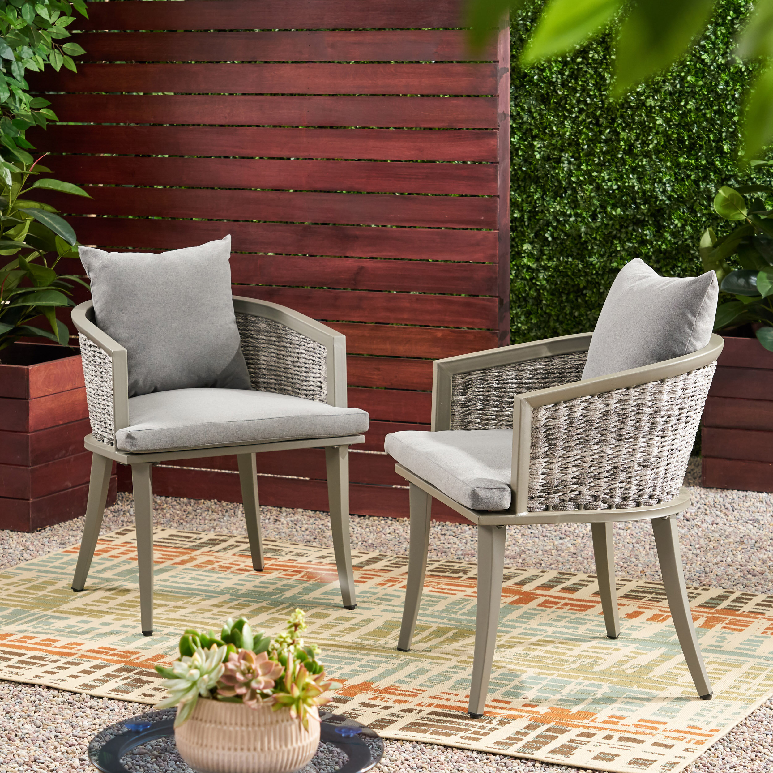 Latitude Run Chamness Outdoor Boho Wicker Club Patio Chair With Cushions Reviews Wayfair