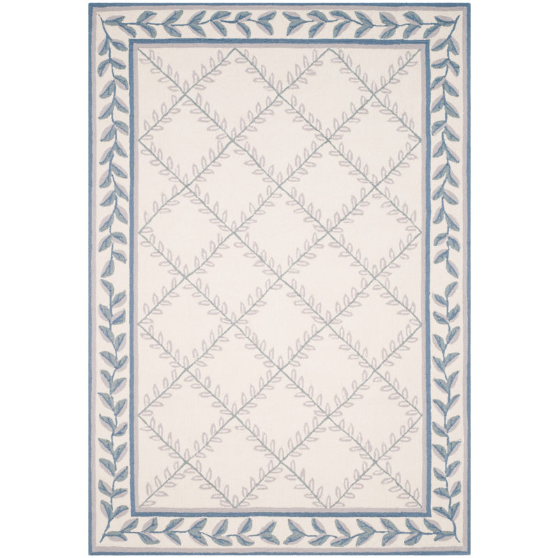 Taran Hand Hooked Ivory Light Blue Area Rug Reviews Birch Lane