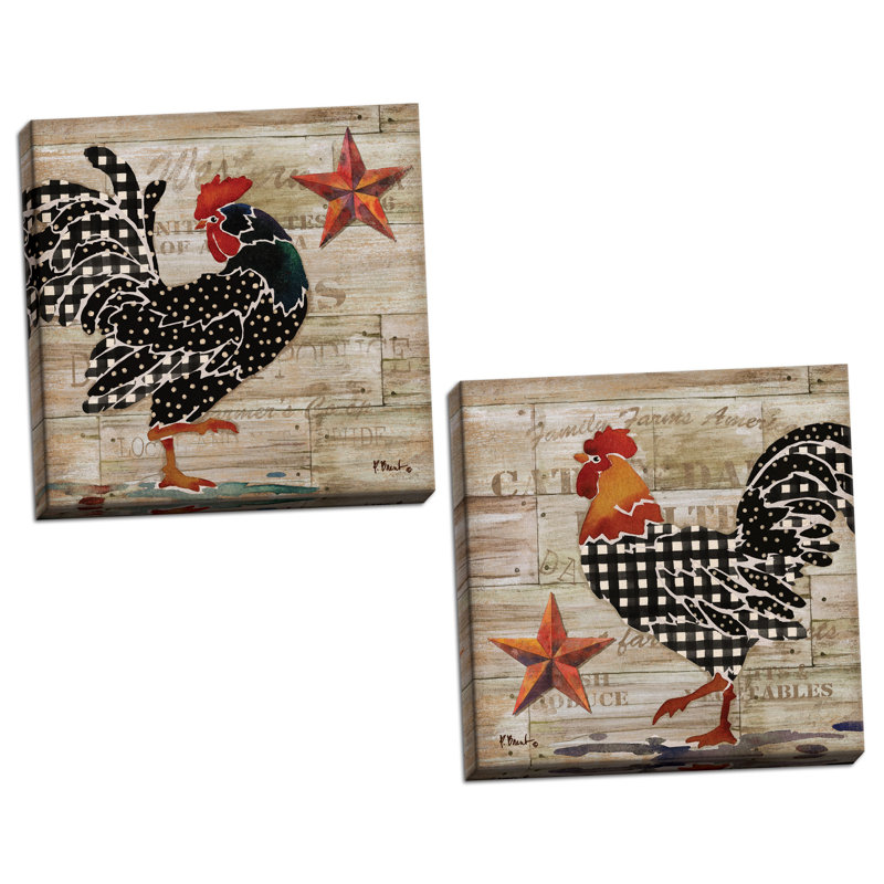 August Grove Farmhouse Kitchen Decor Rooster Barnstar 2 Piece