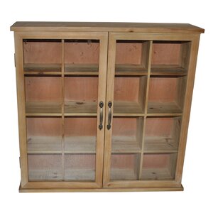 Wood Storage Accent Cabinet with Glass Doors