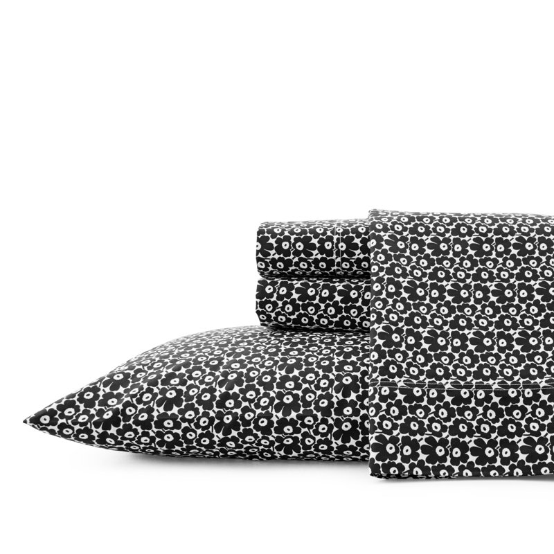 Marimekko Pikkuinen Unikko 200 Thread Count Floral 100 Cotton Sheet Set Wayfair