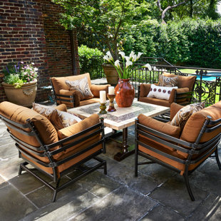 Go to store & view more images Lancaster 5 Piece Sunbrella Dining Set with Cushions by Peak Season Inc.