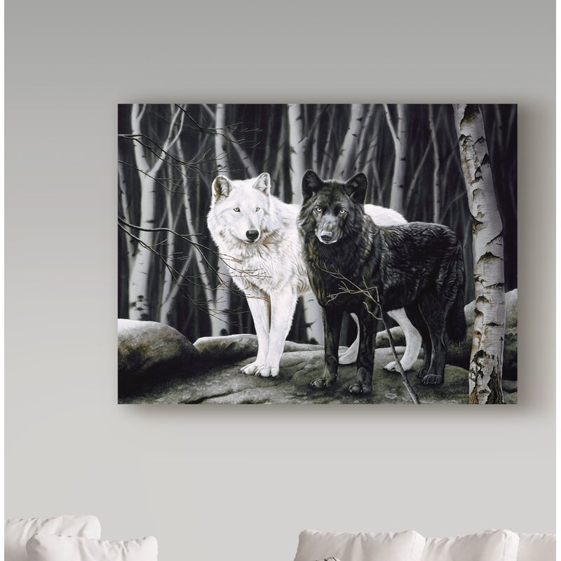 'Sentinel Spirits' Graphic Art Print on Wrapped Canvas - Wolf Wall Decorations