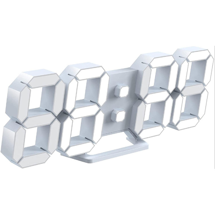 Modern 3D LED Display Digital Desk Wall Alarm Clock Bedroom USB/Battery 24/12H 