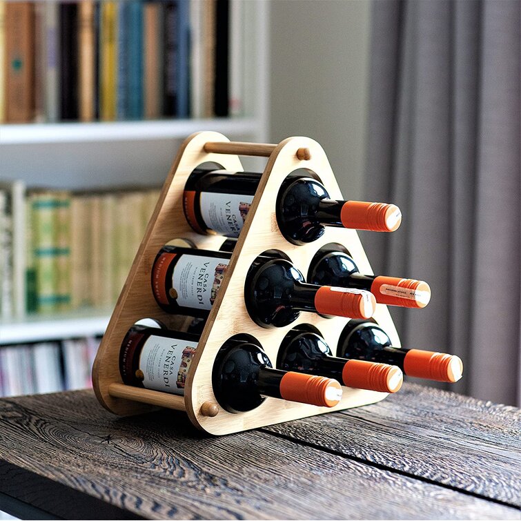 Sleek and Chic Looking K KELBEL Bamboo Wine Rack Minimal Assembly Required Wine Rack（Vertical） Stores 5 Bottles of Wine 