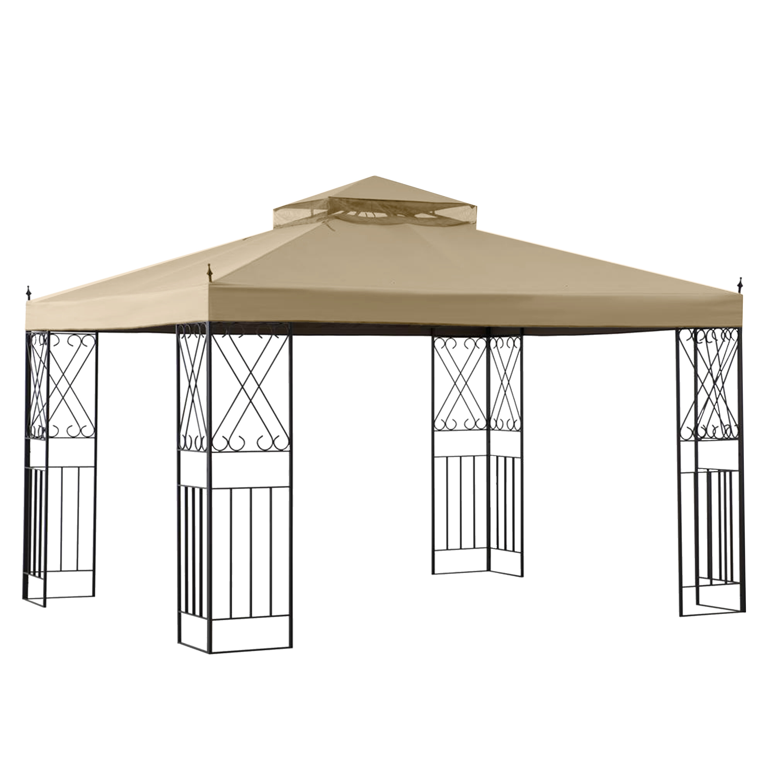 Patio Strong Camel Dual Tier Gazebo Replacement 10 X 10 Canopy Top Cover Awning Roof Top Cover