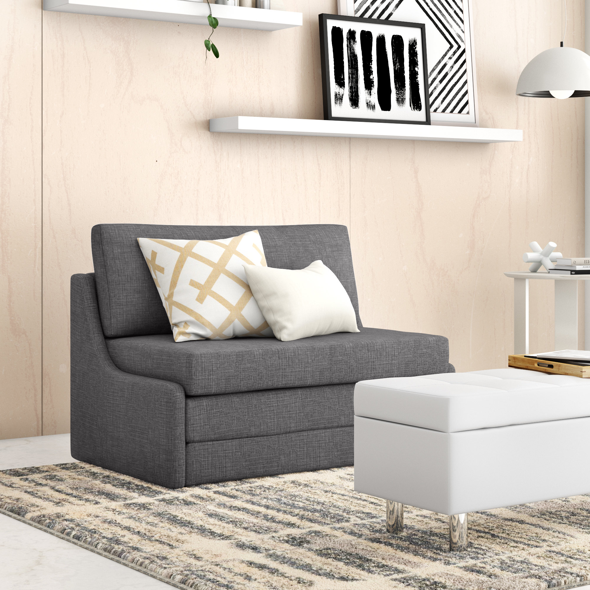 Zipcode Design Sabine 43 31 Armless Sofa Bed Reviews Wayfair Ca