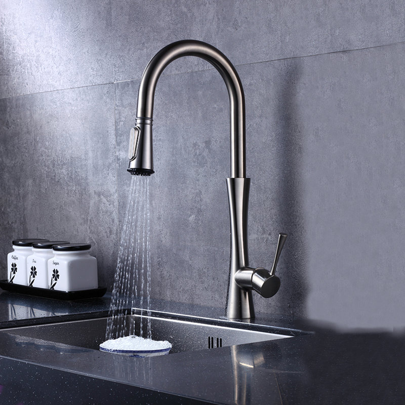 Odbo Pull Down Single Handle Kitchen Faucet With Side Spray Wayfair