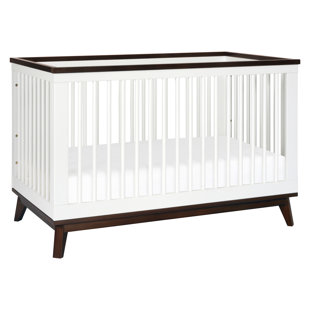 white mid century crib