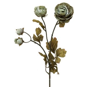 Silk Ranunculus with Faux Leaves