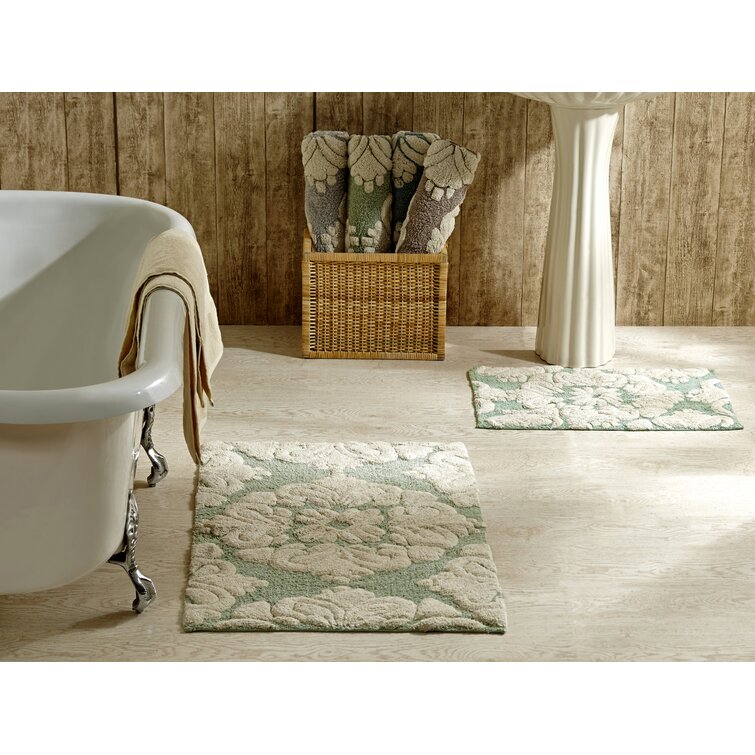 2pieces Soft Cotton Bath Pedestal Mat Toilet Non Slip Washable Floor Rugs 