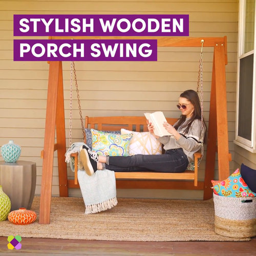 fina hardwood hanging porch swing with stand millwood pines