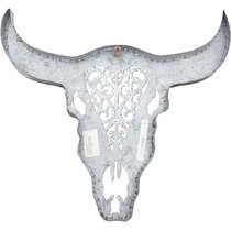 Aluminium Cow Skull Wall Hanging Bovine Head Ornament Animal Art Sculpture New