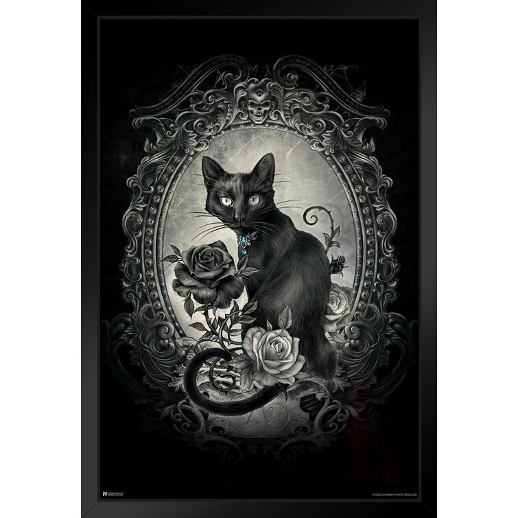 Framed Print Gothic Flower & Butterfly Skull Picture Poster Horror Goth Art
