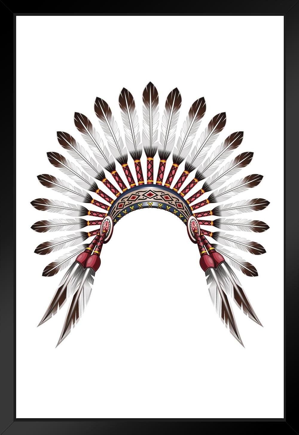 Foundry Select Native American Indian Feather Headdress Black Wood ...