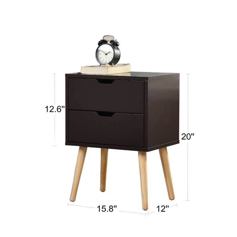 Corrigan Studio Crenshaw 2 Drawer Nightstand In Espresso Wayfair