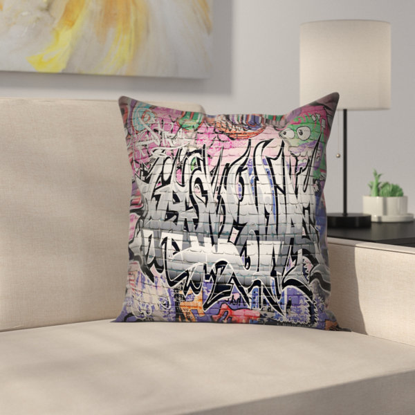 East Urban Home Urban Graffiti Grunge Wall Art Square Pillow Cover Wayfair East Urban Home Urban Graffiti Grunge Wall Art Square Pillow Cover Wayfair
