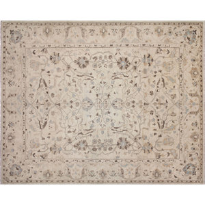 One-of-a-Kind Leann Hand-Knotted Rectangle Ivory Wool Indoor Area Rug