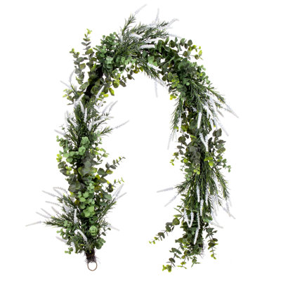 6' Green Artificial Rosemary and Eucalyptus Garland INCOMPLETE 