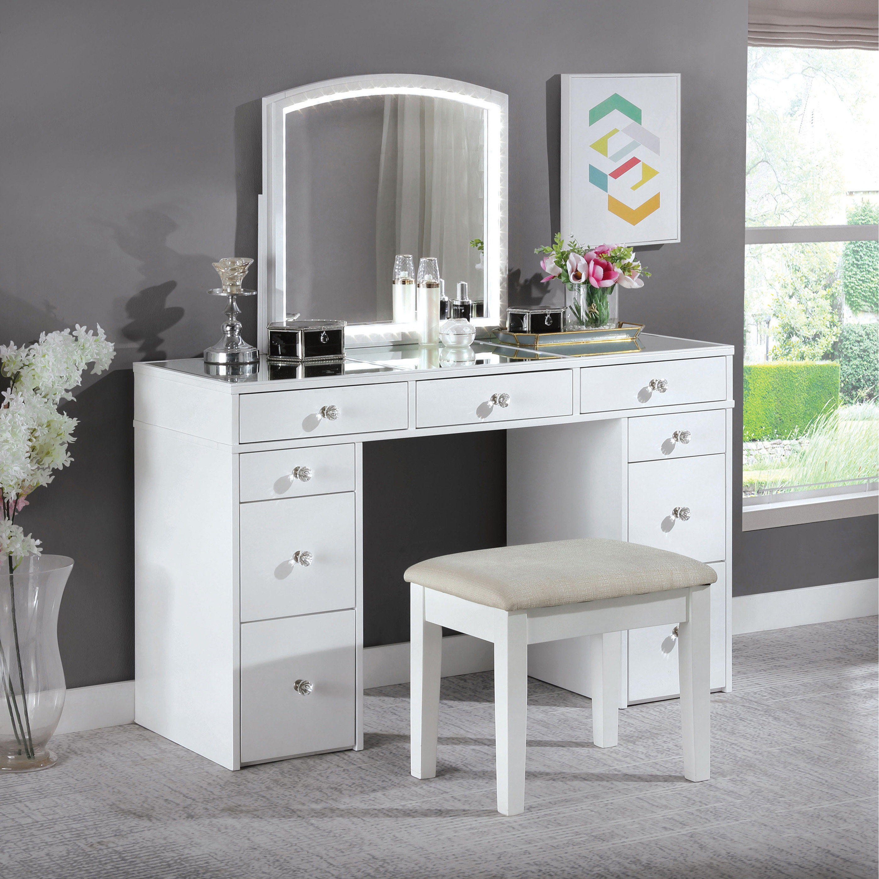 white light up vanity