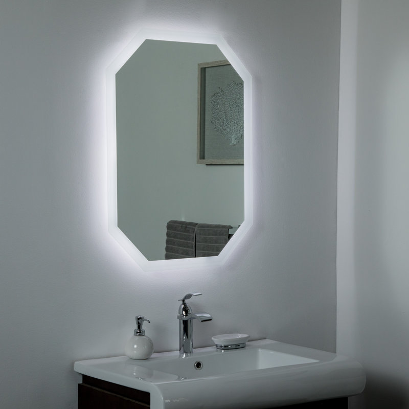 Orren Ellis Karnes Led Frameless Lighted Beveled Bathroom Mirror