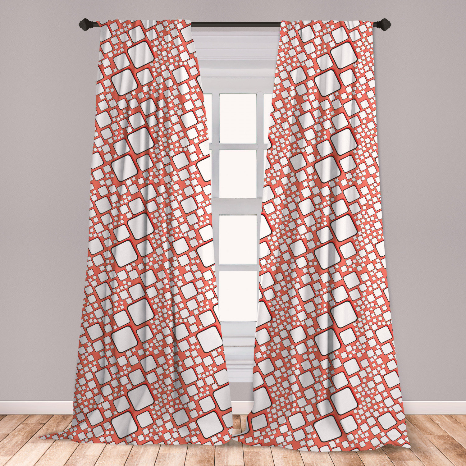 East Urban Home Ambesonne Abstract Curtains Ornamental Squares