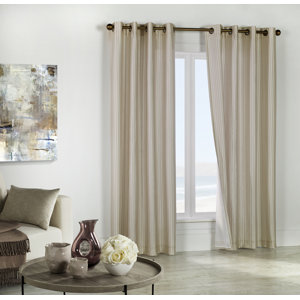 Healdville Classic Striped Semi-Sheer Grommet Single Curtain Panel