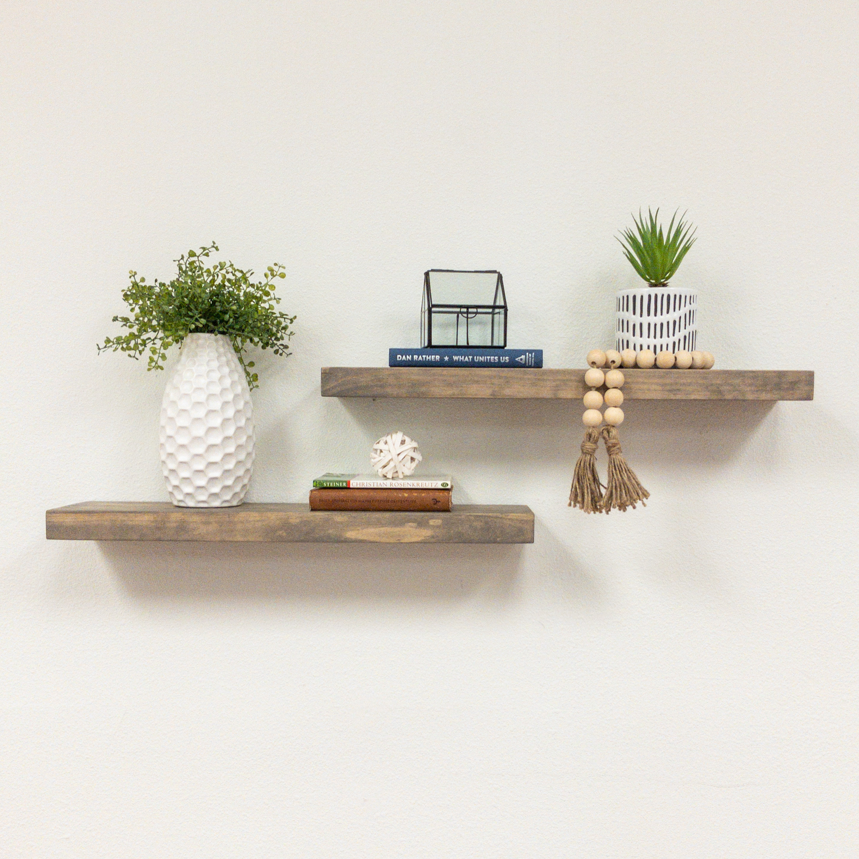SHABBY CHIC 3 SHELF SOLID PINE COUNTRY COTTAGE WALL SHELF