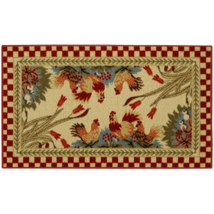 Washable Rooster Kitchen Rugs Wayfair Harmon Rooster Checkered Cream Red Kitchen Area Rug