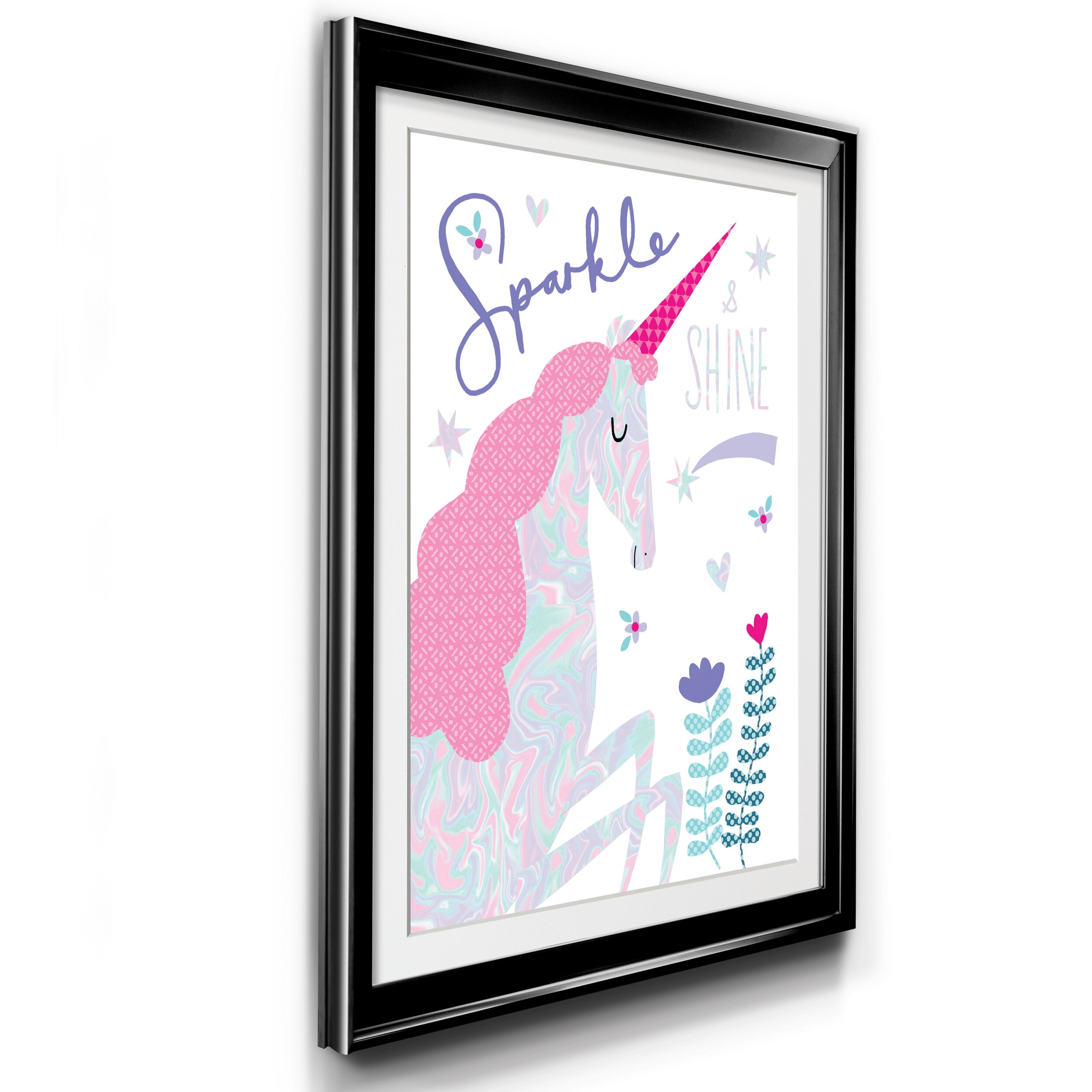 Gemma Violet Sparkle Unicorn - Picture Frame Graphic Art | Wayfair